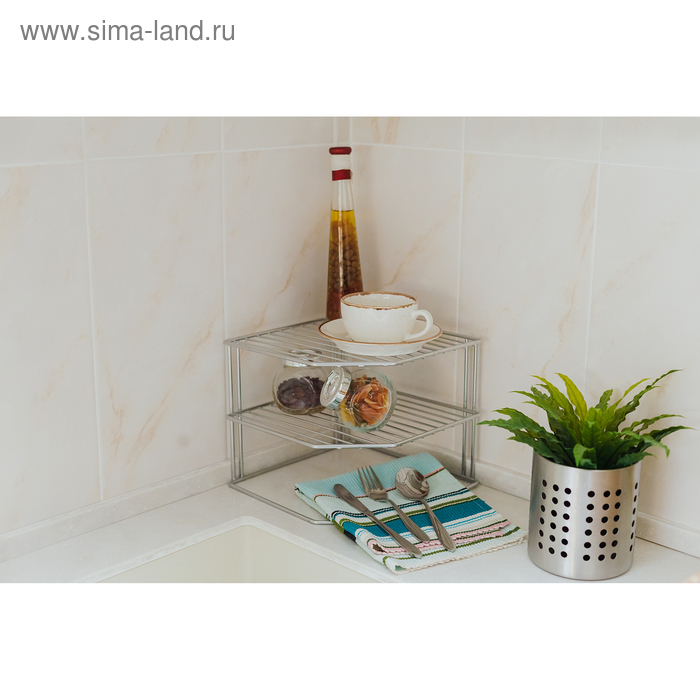 Подставка для посуды, 2 яруса, 25×25×20 см, цвет хром Подставка для посуды, 2 яруса, 25×25×20 см, цвет хром