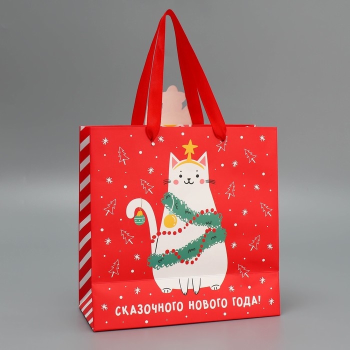 Пакет подарочный новогодний «С Новым годом!», 22 х 22 х 10 см, Новый год Пакет подарочный новогодний «С Новым годом!», 22 х 22 х 10 см, Новый год
