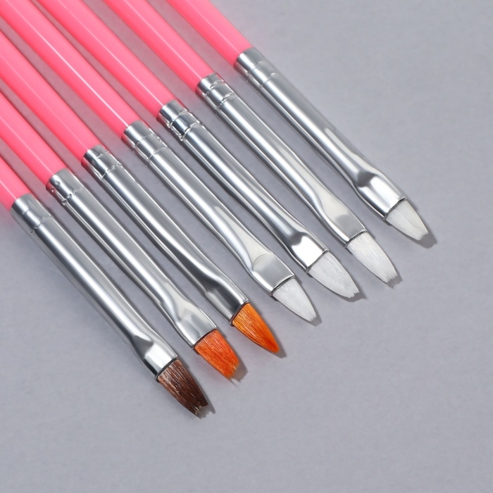 Набор кистей для наращивания и дизайна ногтей, 15 шт, цвет розовый Набор кистей для наращивания и дизайна ногтей, 15 шт, цвет розовый