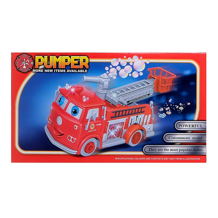 Машина «Пожарная служба» с мыльными пузырями, световые и звуковые эффекты, работает от батареек