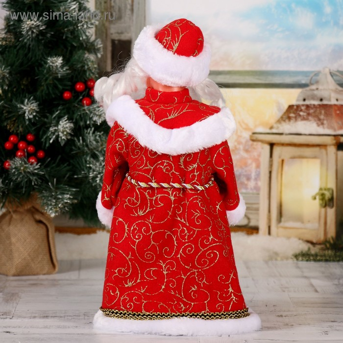 Дед Мороз  Дед Мороз "Кудрявая борода" двигается, 37 см, красный