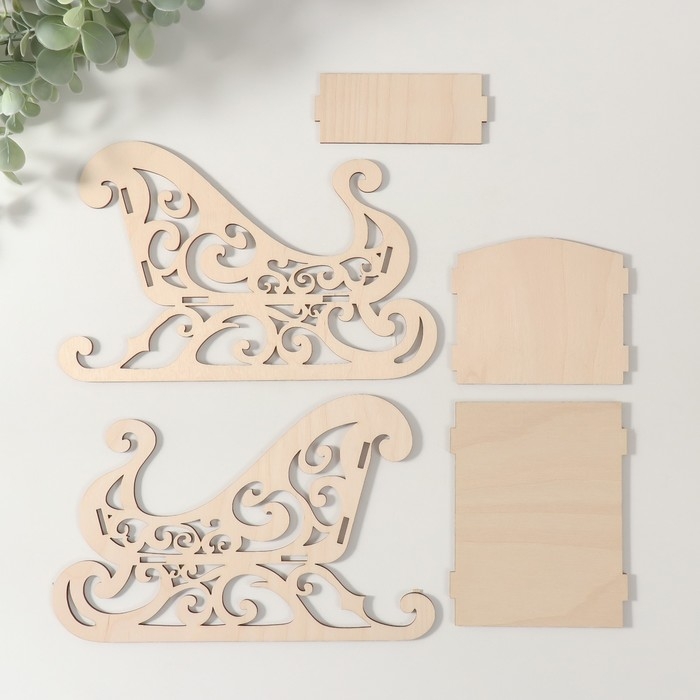 Шкатулка-сани   Шкатулка-сани  "С узором" 22х9,5х14 см (набор 5 деталей)