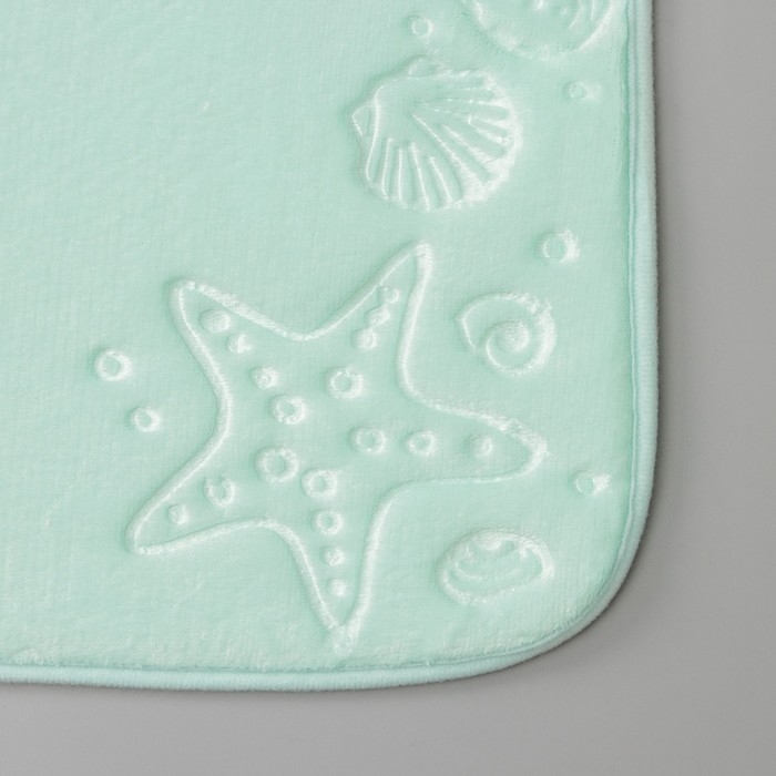 Коврик для ванной Доляна «Морское дно», 50×70 см, цвет бирюзовый Коврик для ванной Доляна «Морское дно», 50×70 см, цвет бирюзовый