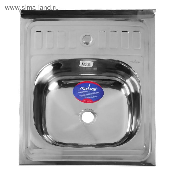 Мойка кухонная MIXLINE 527966, накладная, толщина 0.4 мм, 50х60х16 см, выпуск 1 1/2 Мойка кухонная MIXLINE 527966, накладная, толщина 0.4 мм, 50х60х16 см, выпуск 1 1/2"