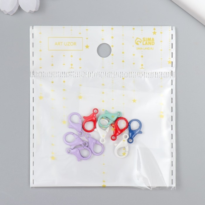 Основа для брелока карабин металл Основа для брелока карабин металл "Клик" МИКС набор 10шт 0,9х1,4 см