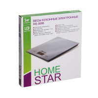 Весы кухонные HOMESTAR HS-3006, электронные, до 5 кг, серебристые