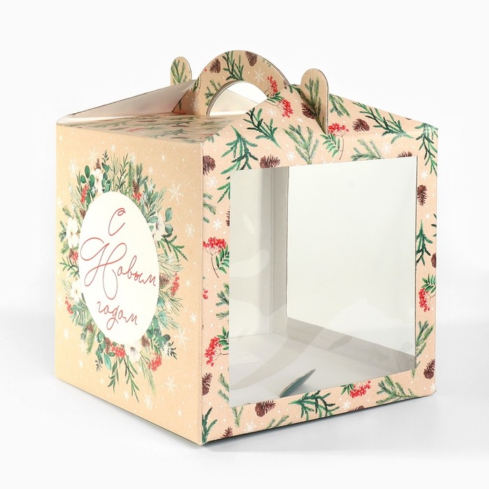 Коробка кондитерская с окном, сундук, «С Новым годом!» 20 х 20 х 20 см, Новый год Коробка кондитерская с окном, сундук, «С Новым годом!» 20 х 20 х 20 см, Новый год
