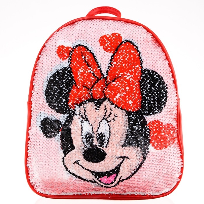 Рюкзак детский с двусторонними пайетками, 23 см х 12 см х 27 см "Мышка", Минни Маус