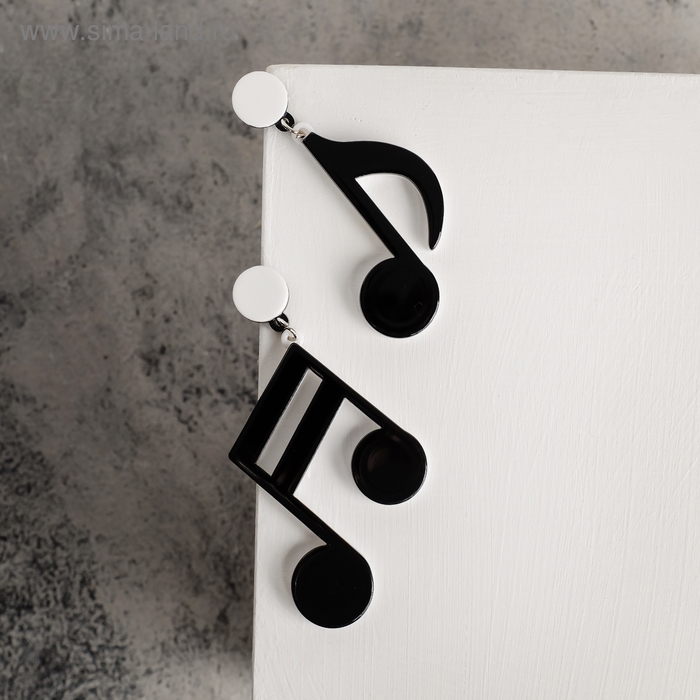 Серьги пластик «Вивьен» ноты, цвет чёрно-белый Серьги пластик «Вивьен» ноты, цвет чёрно-белый