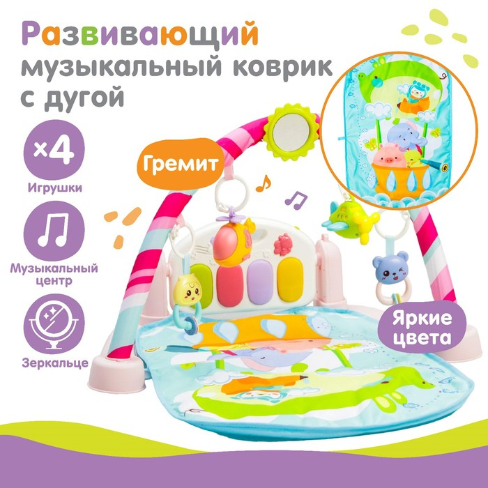 Развивающий музыкальный коврик «Слонята», 72х45 см. Развивающий музыкальный коврик «Слонята», 72х45 см.