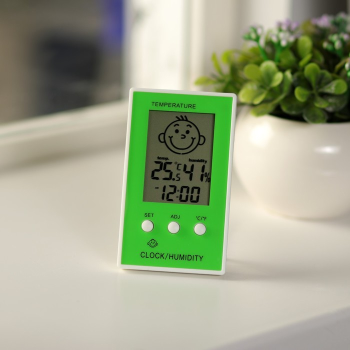 Термометр Luazon LTR-12, электронный, указатель влажности, часы, МИКС Термометр Luazon LTR-12, электронный, указатель влажности, часы, МИКС