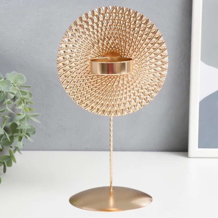 Подсвечник металл на 1 свечу Подсвечник металл на 1 свечу "Этнический круг" золото 25,5х13,5х11 см