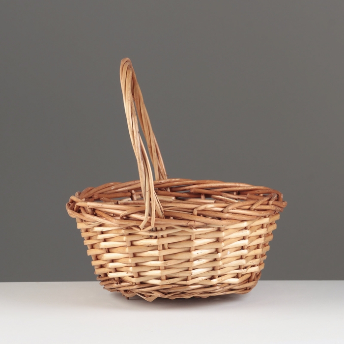 Корзина плетеная, D22xH10xHH25, медовый, ива Корзина плетеная, D22xH10xHH25, медовый, ива