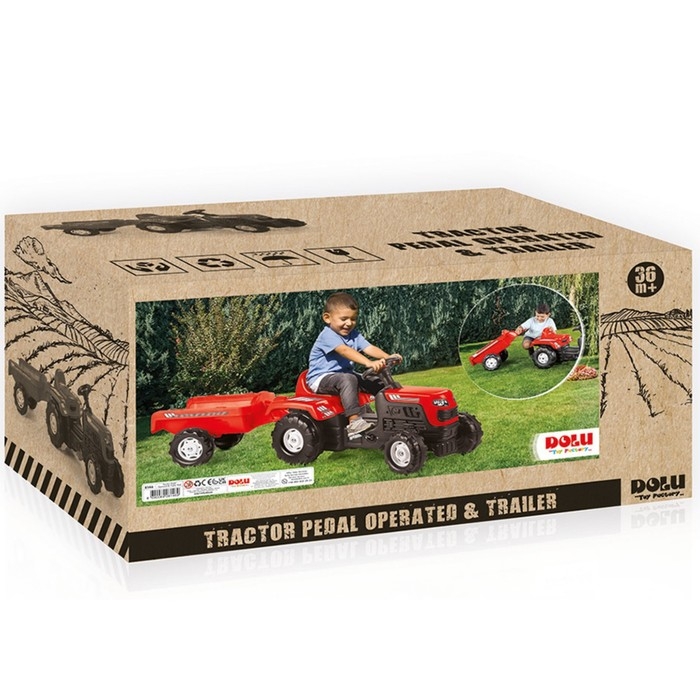 Трактор на педалях с прицепом, цвет красный Трактор на педалях с прицепом, цвет красный