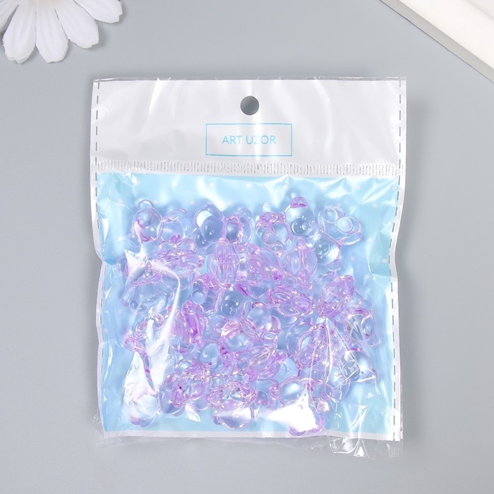 Декор для творчества пластик Декор для творчества пластик "Медвежонок" сиреневый набор 25 шт 1,8х1,5х1 см