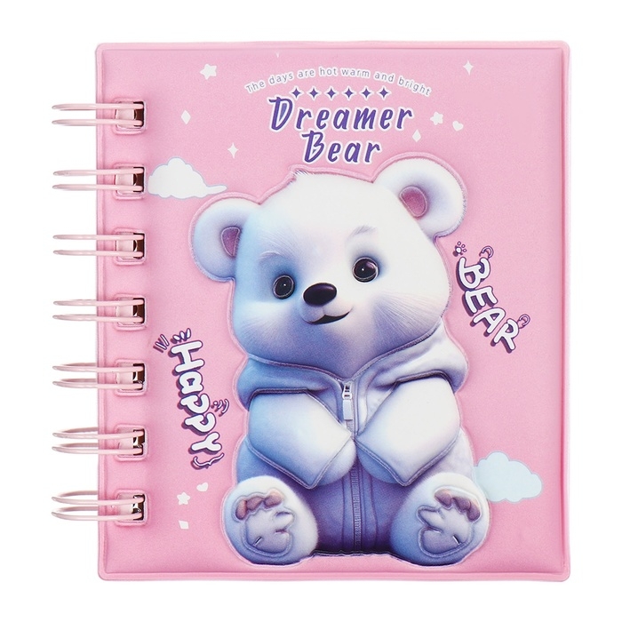 Записная книжка подарочная на гребне 80л,линия, цветной блок,обложка ПВХ 3D Мишка(10х10,5см)   10539 Записная книжка подарочная на гребне 80л,линия, цветной блок,обложка ПВХ 3D Мишка(10х10,5см)   10539