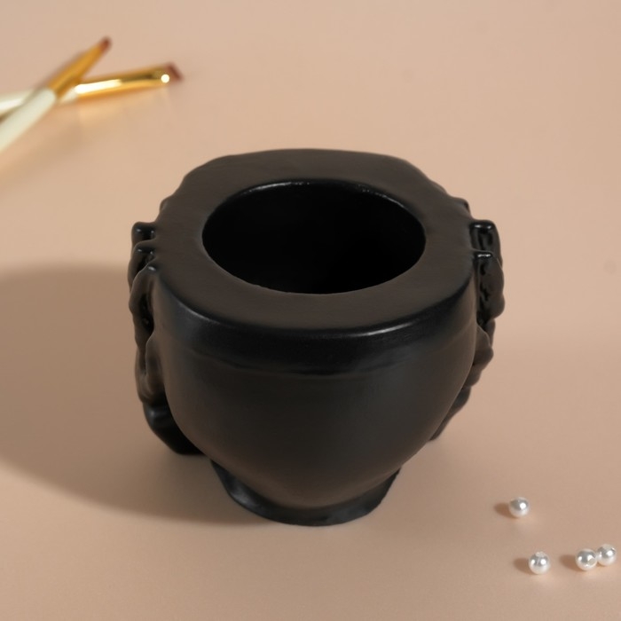 Предмет интерьера "Череп Тишина" 6,5х10 см черный матовый