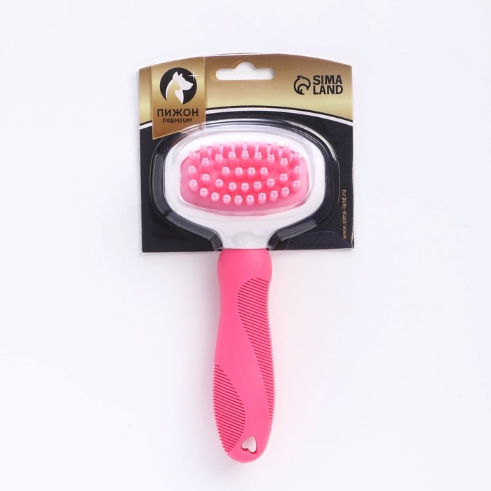 Щётка шерсти с удлиненными силиконовыми зубцами и массажным эффектом, 8 х 17, розовая Щётка шерсти с удлиненными силиконовыми зубцами и массажным эффектом, 8 х 17, розовая