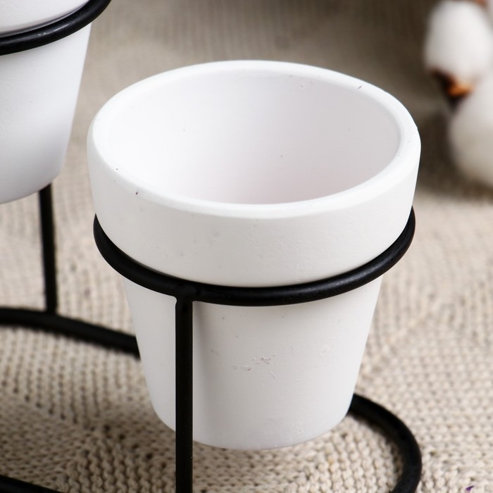 Набор кашпо  Набор кашпо "Дуэт" белое, на подставке, 12,5х11см