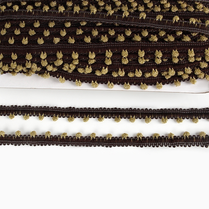 Тесьма коричневая с золотом, ширина 1,4 см, по 50 м Тесьма коричневая с золотом, ширина 1,4 см, по 50 м