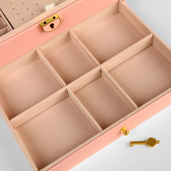 Подставка для украшений &laquo;Шкатулка&raquo; 2 яруса,17&times;23&times;10 см, цвет розовый