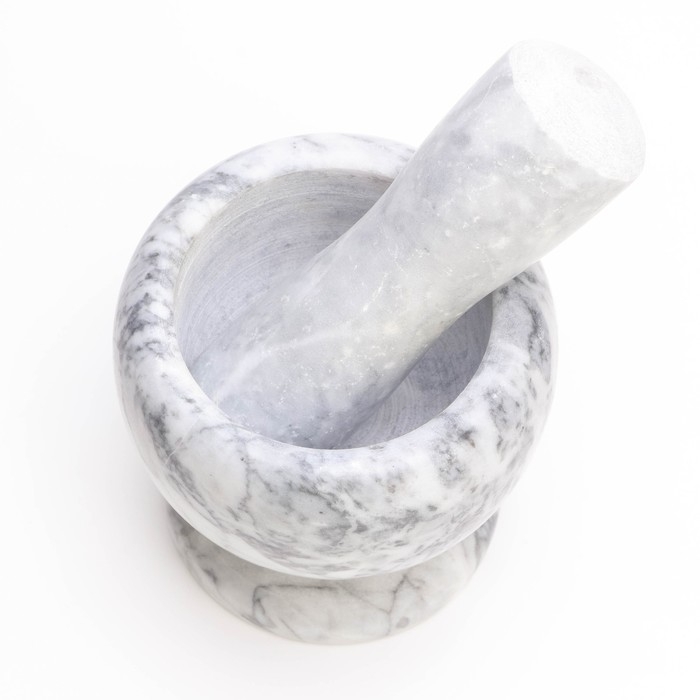 Ступка с пестиком из камня средняя, 250 мл, белый мрамор, в коробке Ступка с пестиком из камня средняя, 250 мл, белый мрамор, в коробке