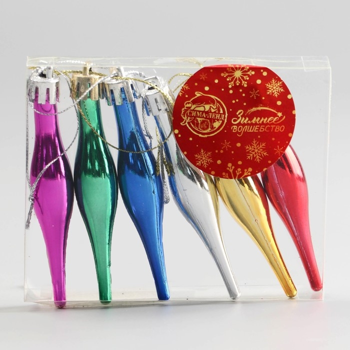Украшение ёлочное Украшение ёлочное "Сосулька мелодия" (набор 6 шт) 1,5х8,5 см, микс