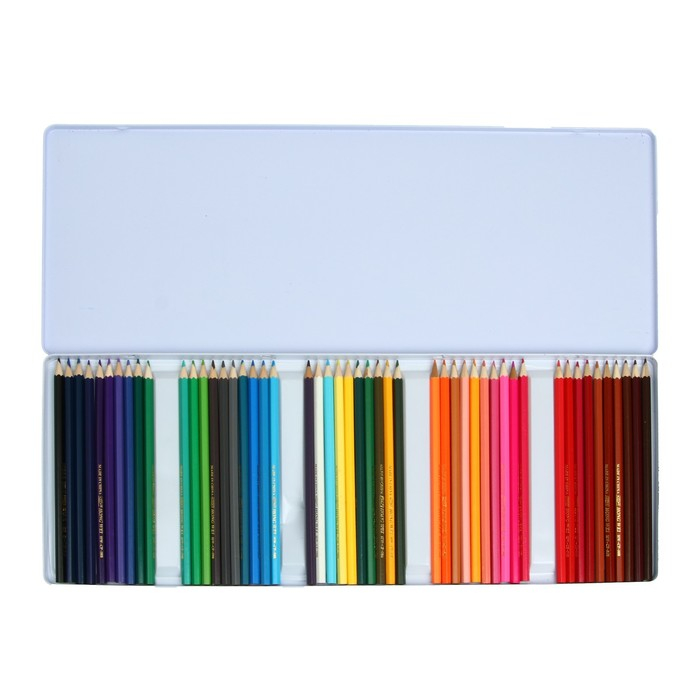 Карандаши 50 цветов, в металлическом пенале, корпус шестигранный, заточенные Карандаши 50 цветов, в металлическом пенале, корпус шестигранный, заточенные