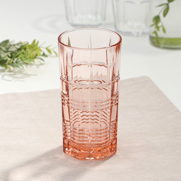 Стакан высокий стеклянный «Даллас», 380 мл, цвет розовый Стакан высокий стеклянный «Даллас», 380 мл, цвет розовый