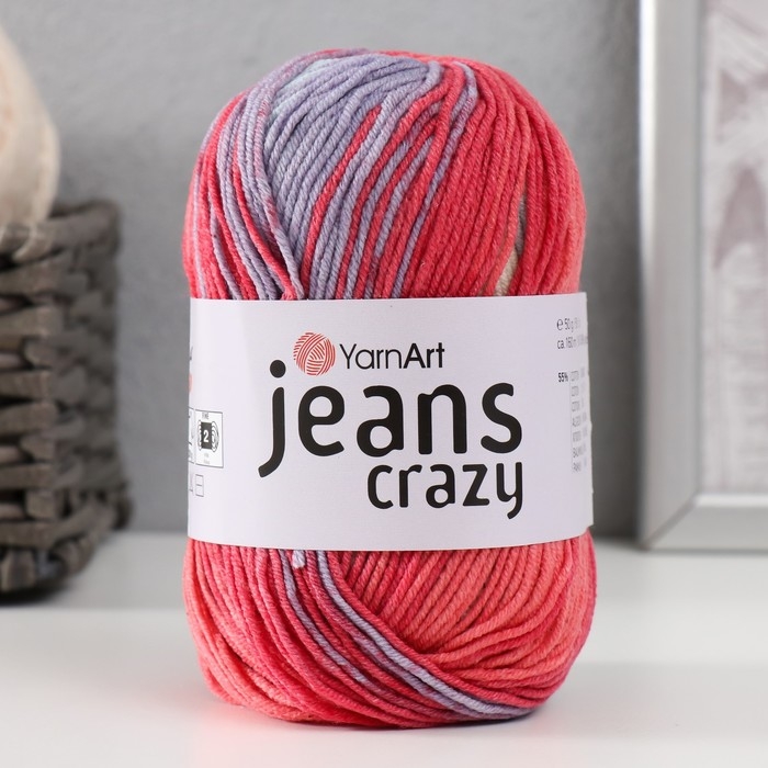 Пряжа "Jeans crazy" 55% хлопок, 45% акрил 160м/50гр (8205  принт)