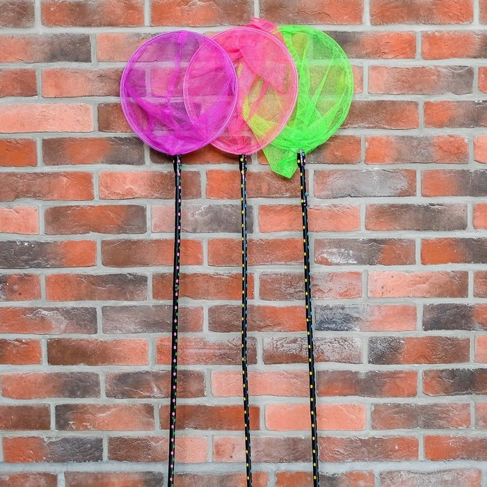 Сачок детский, ручка чёрный горох, 90 см, d=28 см, цвета МИКС Сачок детский, ручка чёрный горох, 90 см, d=28 см, цвета МИКС