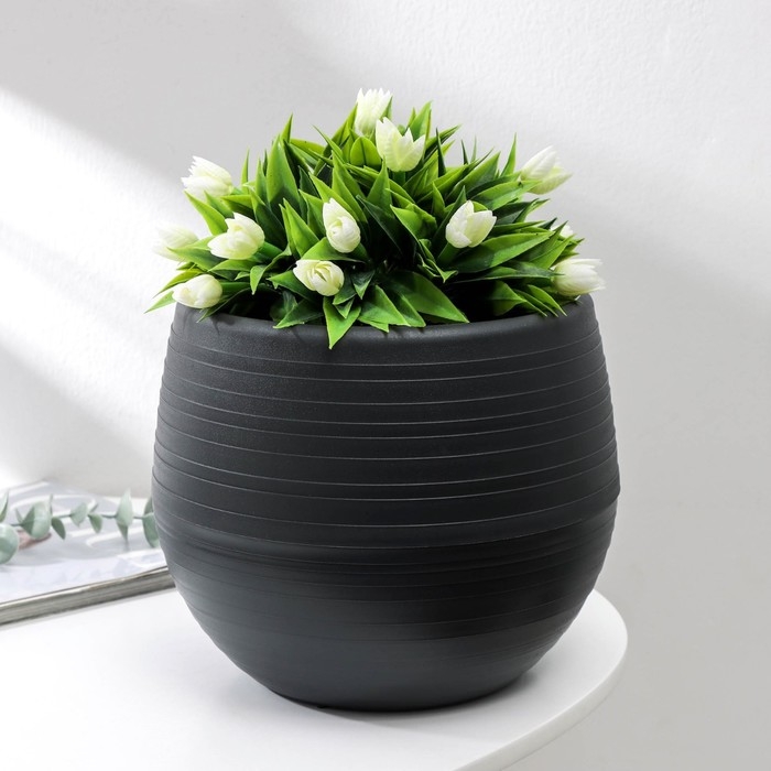 Горшок для цветов «Япония», 3 л, цвет графитовый Горшок для цветов «Япония», 3 л, цвет графитовый