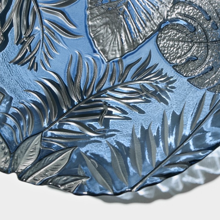 Тарелка стеклянная «Арабис», d=21,5 см, цвет голубой Тарелка стеклянная «Арабис», d=21,5 см, цвет голубой