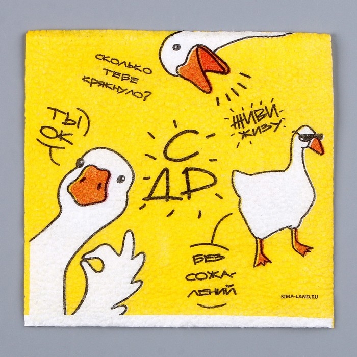 Салфетки бумажные однослойные «Гуси», 24 × 24 см, в наборе 20 шт. Салфетки бумажные однослойные «Гуси», 24 × 24 см, в наборе 20 шт.