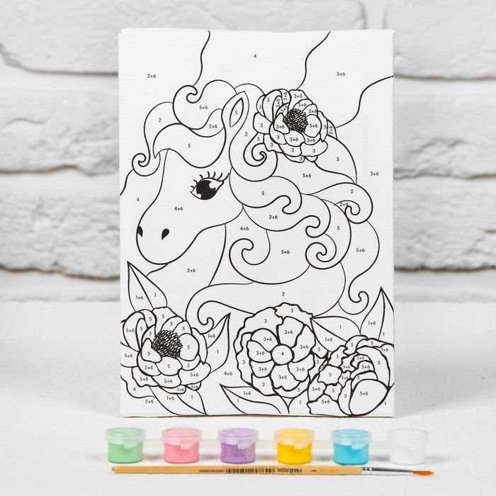 Картина по номерам для детей на подрамнике «Волшебная пони», 21 х 15 см Картина по номерам для детей на подрамнике «Волшебная пони», 21 х 15 см