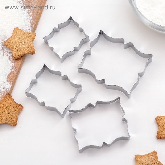 Набор форм для печенья «Рамка для пожелания», 4 шт, цвет серебристый Набор форм для печенья «Рамка для пожелания», 4 шт, цвет серебристый