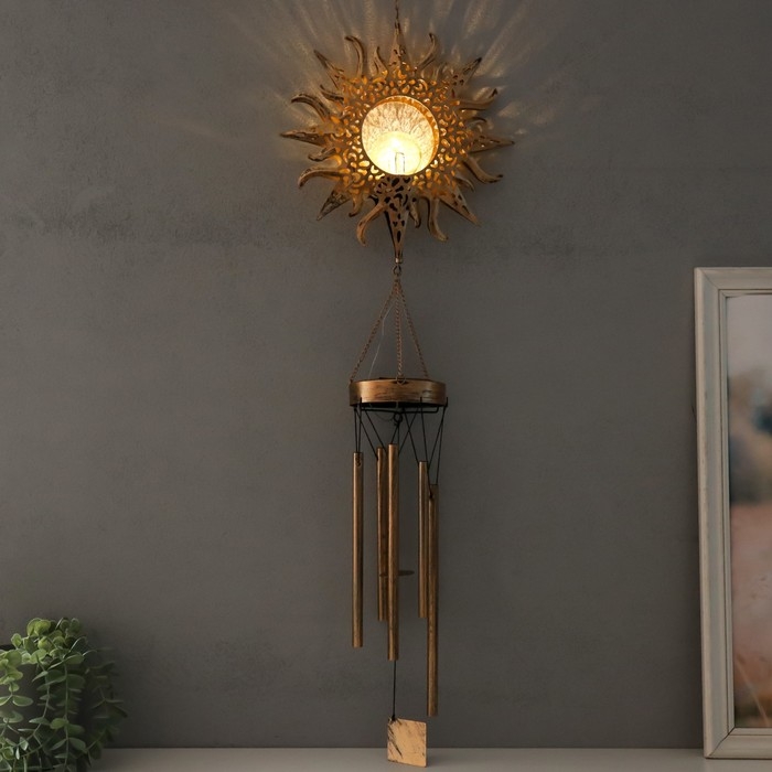 Музыка ветра с подсветкой от солнечной батареи Музыка ветра с подсветкой от солнечной батареи "Солнце" 5 трубок 24,5х11х108 см