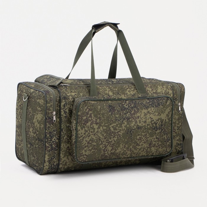 Сумка дорожная на молнии, 3 наружных кармана, длинный ремень, цвет камуфляж Сумка дорожная на молнии, 3 наружных кармана, длинный ремень, цвет камуфляж