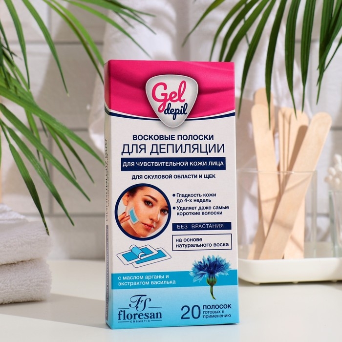 Восковые полоски Gel-depil для депиляции чувствительной кожи лица, 20 шт Восковые полоски Gel-depil для депиляции чувствительной кожи лица, 20 шт