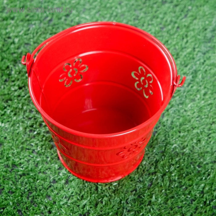 Кашпо  Кашпо "Ведерко Леви" красное, 10х10х10см