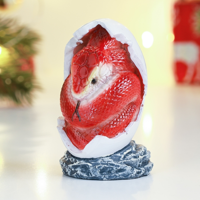 Новый год. Символ 2025. Фигура Новый год. Символ 2025. Фигура "Змея в яйце" красный, 4х4х7см