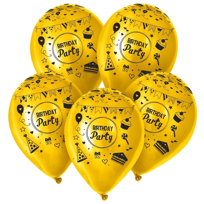 Воздушный шар латексный 12" &laquo;Весёлая вечеринка&raquo;, пастель, цвет жёлтый, 5 шт.