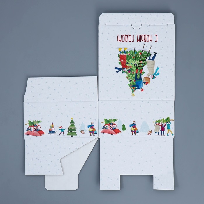 Коробка подарочная новогодняя складная «Город», 15 х 15 х 7 см, Новый год Коробка подарочная новогодняя складная «Город», 15 х 15 х 7 см, Новый год