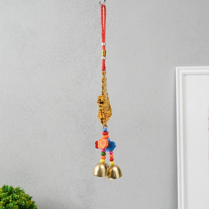 Колокольчик металл  Колокольчик металл "Корабль золотой дракон - богатство" 3 колокольчика 13х31,5 см