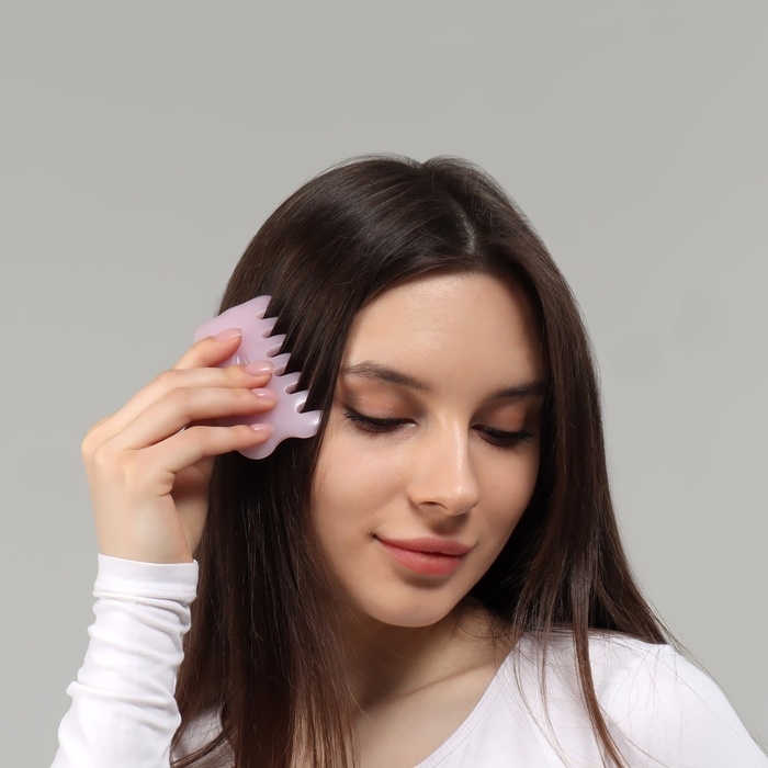 Массажёр Гуаша «Гребешок», 8,5 × 5 см, цвет розовый Массажёр Гуаша «Гребешок», 8,5 × 5 см, цвет розовый
