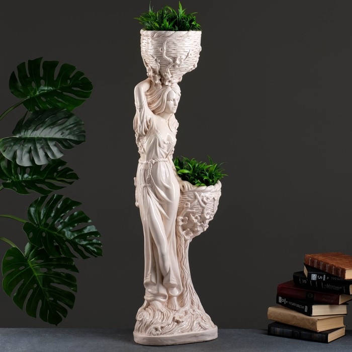 Фигура  Фигура "Девушка с двумя кашпо", 1,2 л/0,9 л/20х29х96см состаренный