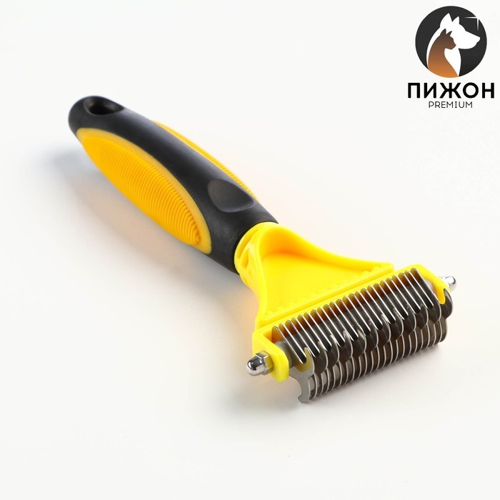 Инструмент для стриппинга двухсторонний с частые зубцы, 23 х 12 см , чёрно-жёлтый Инструмент для стриппинга двухсторонний с частые зубцы, 23 х 12 см , чёрно-жёлтый