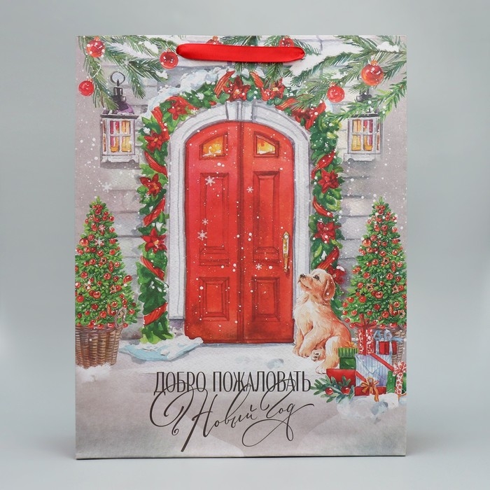 Пакет подарочный новогодний крафтовый вертикальный «Новогодний дом», L 31 х 40 х 11.5 см, Новый год Пакет подарочный новогодний крафтовый вертикальный «Новогодний дом», L 31 х 40 х 11.5 см, Новый год