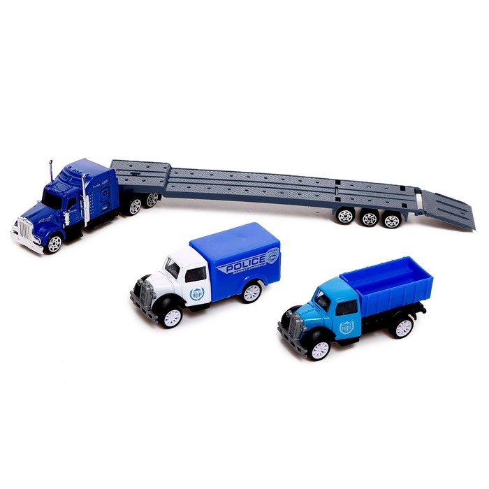 Грузовик металлический «Полиция», инерционный, с 2 машинками