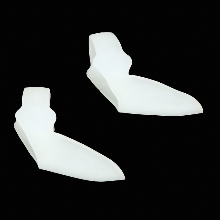 Корректоры - разделители для пальцев ног, с накладкой на косточку большого пальца, 1 разделитель, силиконовые, 9 × 4 см, пара, цвет белый Корректоры - разделители для пальцев ног, с накладкой на косточку большого пальца, 1 разделитель, силиконовые, 9 × 4 см, пара, цвет белый